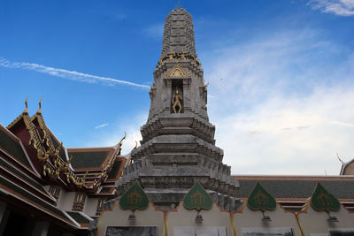 Low angle view of temple building against sky