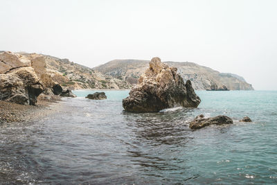 Scenic view of sea against clear sky
