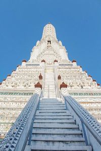 Low angle view of historical building against clear blue sky