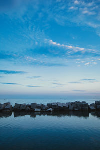 Scenic view of sea against sky in italy, salerno