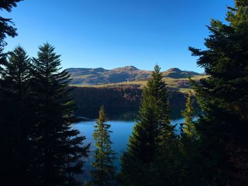 Scenic view of lake against clear sky