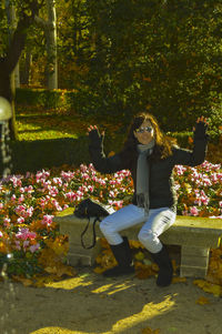 Woman sitting in park