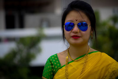 Portrait of a girl wearing sunglasses