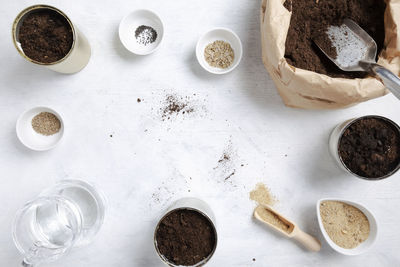 High angle view of food on table