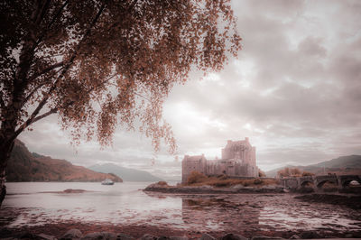 Fantasy colors panorama of eilean donan castle, dornie, scotland