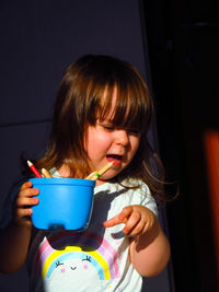 Portrait of a girl drinking coffee