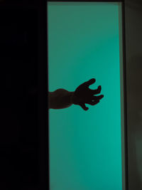 Close-up of hand on glass window
