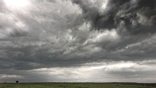Scenic view of landscape against cloudy sky