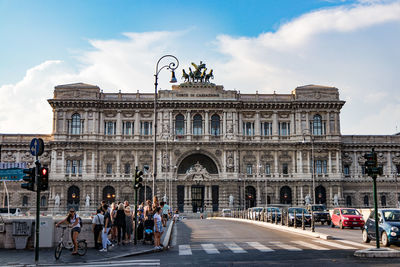 Group of people in front of building