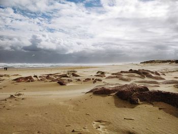 Scenic view of beach against sky