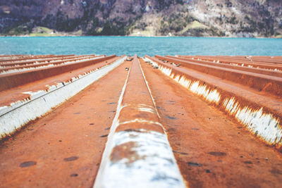 Surface level of rusty corrugated iron