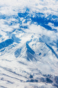 Aerial view of snowcapped mountains