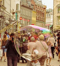 People standing in city