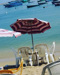 Deck chairs on beach