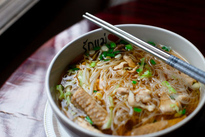 Food in bowl on table