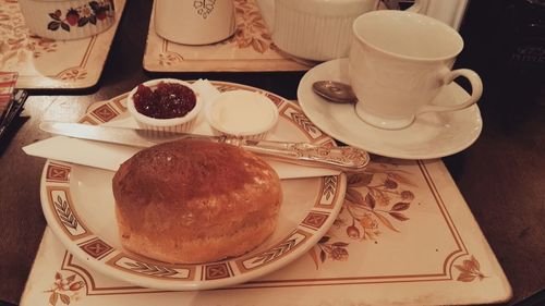 Close-up of food on table