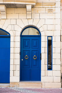 Closed door of building