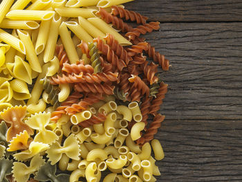 Directly above shot of various pastas