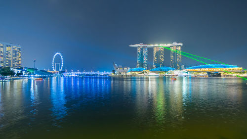 Illuminated city at night