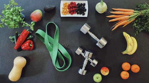 High angle view of chopped vegetables on cutting board