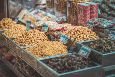 Food for sale at market stall