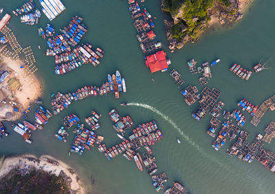 High angle view of crowd in city