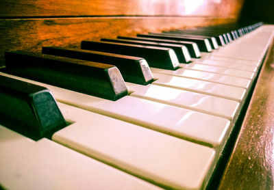 Close-up of piano keys