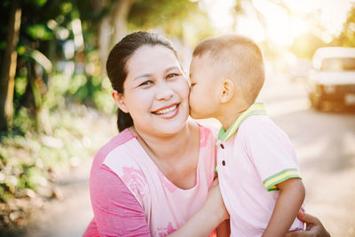 Portrait of mother and son