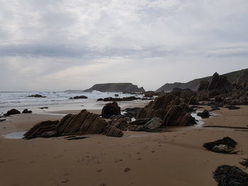 Scenic view of beach against sky