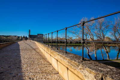 Bridge against clear blue sky