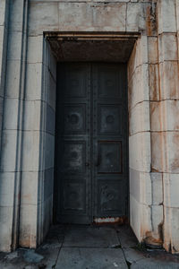 Closed door of old building