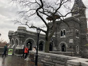 People in front of building