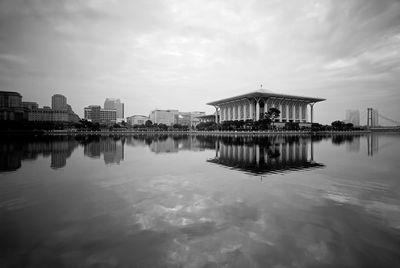 Reflection of building in water