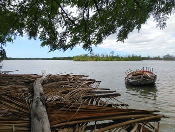 Scenic view of lake against sky