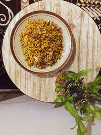 High angle view of food on table