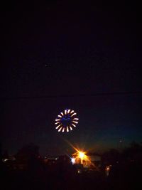 Illuminated ferris wheel at night