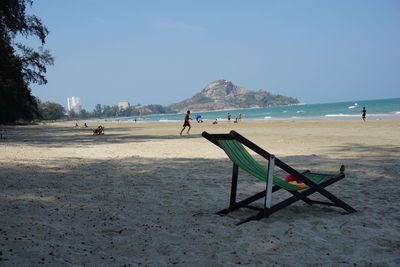 Scenic view of beach against clear sky