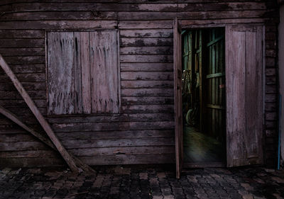 Closed door of old building