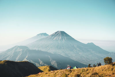 Scenic view of mountains against clear sky