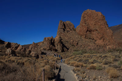 Panoramic view of mountain against clear sky