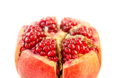 Close-up of strawberry against white background