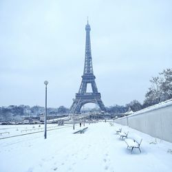 Communications tower in winter