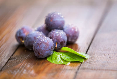 High angle view of fruits on table