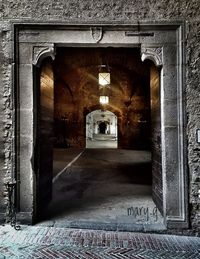 Illuminated entrance of building