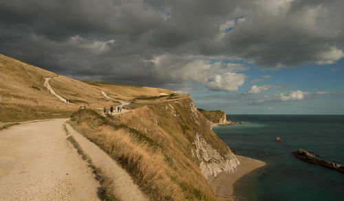 Scenic view of sea against cloudy sky