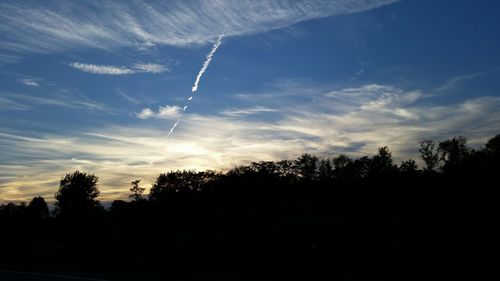 Silhouette trees against sky during sunset