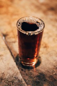 Close-up of a glass of sherry on table