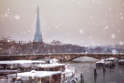 Aerial view of city during winter