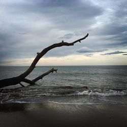 Scenic view of sea against cloudy sky