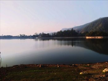 Scenic view of lake against sky